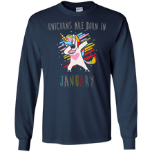 Unicorns are Born in January Birthday Shirt for Kids & Women