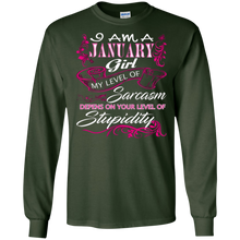 I Am A January Woman T-Shirt My Level Of Sarcasm Depend On