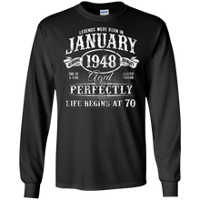 January 1948 T-Shirt. Life Begins At 70. Made in 1948