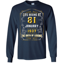 Life Begins at 81 January 1937 Birth of Legends Tee Shirt