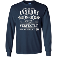 January 1938 T-Shirt. Life Begins At 80. Made in 1938
