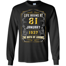 Life Begins at 81 January 1937 Birth of Legends Tee Shirt