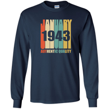 Retro January 1943 T-Shirt Vintage 75th Birthday Gift Shirt