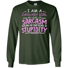 January Girl T-Shirt I Am A January Girl My Level Of Sarcasm