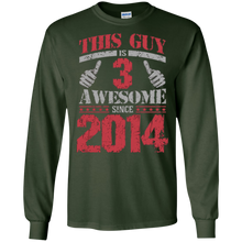 Vintage Born in 2014 3rd Birthday Gifts 3 This Guy Awesome