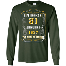 Life Begins at 81 January 1937 Birth of Legends Tee Shirt