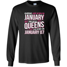 Real Queens Are Born On January 7 T-shirt 7th Birthday