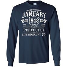January 1948 T-Shirt. Life Begins At 70. Made in 1948