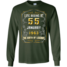 Life Begins at 55 January 1963 Birth of Legends Tee Shirt