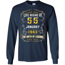 Life Begins at 55 January 1963 Birth of Legends Tee Shirt